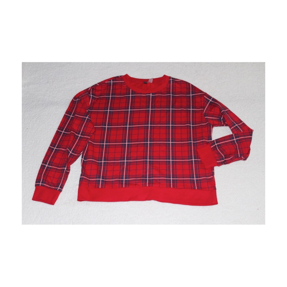 H&M Divided Red Blue Plaid Sweatshirt Size Medium